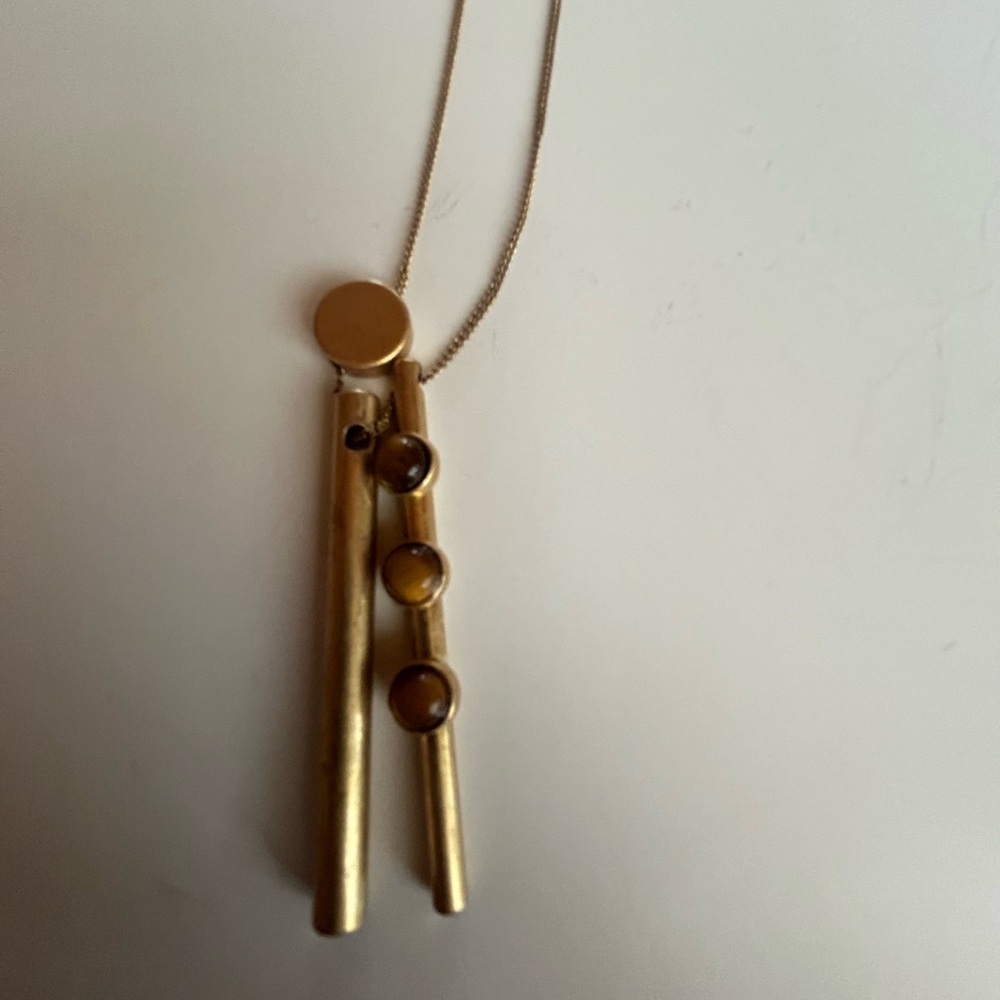 VTG Madewell gold tone tiger eye long rod chain necklace statement